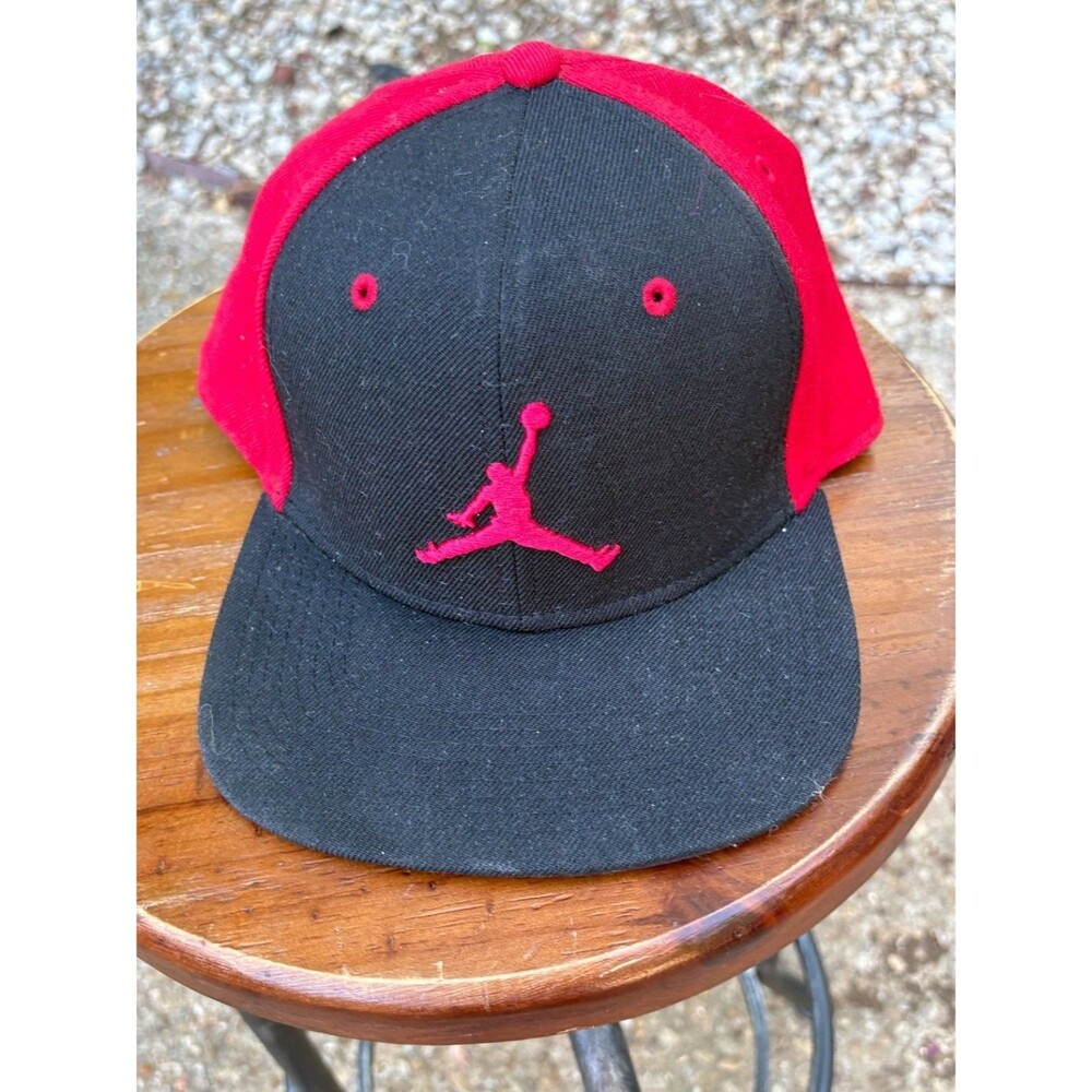 Jordan Jumpman Snapback Hat Mens One Size Black Adjustable Flat Brim Cap Used